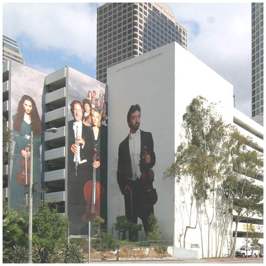 Harbor Freeway Overture, an eight-story mural of musicians painted on the side of a downtown Los Angeles parking structure