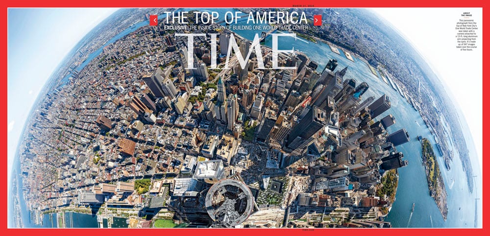 TIME's fold-out cover, The Top of America, as a tiny-planet panorama